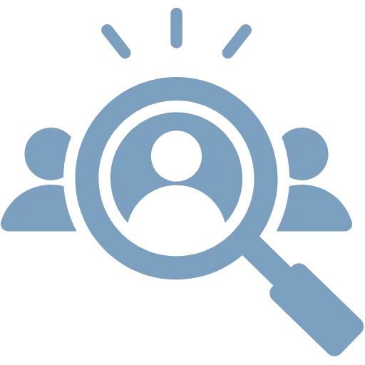 Recruitment Icon - People under Magnifying Glass
